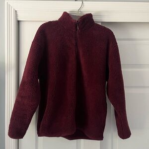 PINK Victoria's Secret Burgundy Sherpa Jacket